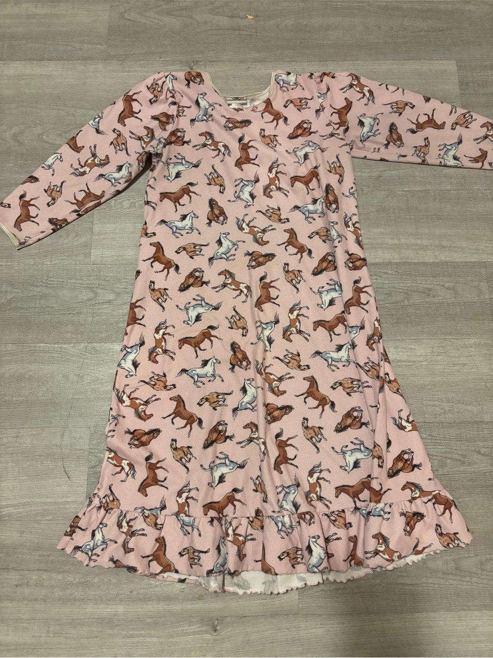 Rod's Girls Sz 14 Pink Horse Animal 3/4 Sleeve Pullover Nightgown Equestrian